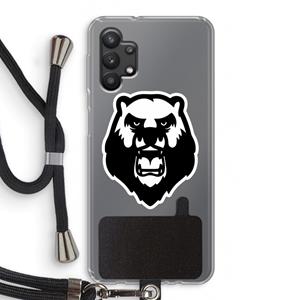 CaseCompany Angry Bear (white): Samsung Galaxy A32 5G Transparant Hoesje met koord