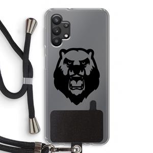 CaseCompany Angry Bear (black): Samsung Galaxy A32 5G Transparant Hoesje met koord