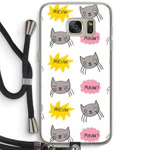 CaseCompany Meow: Samsung Galaxy S7 Transparant Hoesje met koord