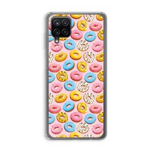 CaseCompany Pink donuts: Samsung Galaxy A12 Transparant Hoesje