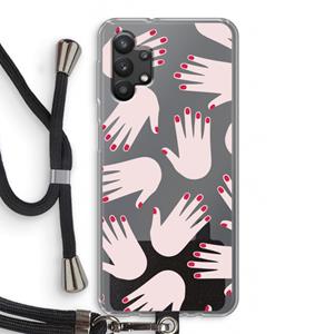 CaseCompany Hands pink: Samsung Galaxy A32 5G Transparant Hoesje met koord