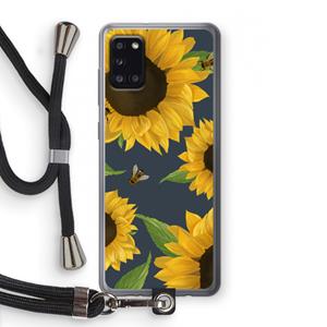 CaseCompany Sunflower and bees: Samsung Galaxy A31 Transparant Hoesje met koord