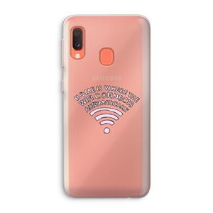CaseCompany Home Is Where The Wifi Is: Samsung Galaxy A20e Transparant Hoesje