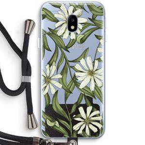 CaseCompany Wit bloemenpatroon: Samsung Galaxy J3 (2017) Transparant Hoesje met koord
