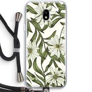 CaseCompany Wit bloemenpatroon: Samsung Galaxy J3 (2017) Transparant Hoesje met koord