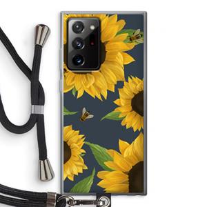 CaseCompany Sunflower and bees: Samsung Galaxy Note 20 Ultra / Note 20 Ultra 5G Transparant Hoesje met koord