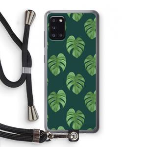 CaseCompany Monstera leaves: Samsung Galaxy A31 Transparant Hoesje met koord