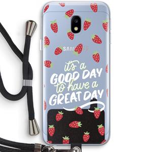 CaseCompany Don't forget to have a great day: Samsung Galaxy J3 (2017) Transparant Hoesje met koord