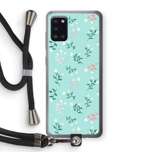 CaseCompany Small white flowers: Samsung Galaxy A31 Transparant Hoesje met koord