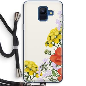 CaseCompany Wilde bloemen: Samsung Galaxy A6 (2018) Transparant Hoesje met koord
