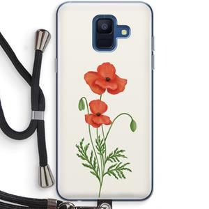 CaseCompany Red poppy: Samsung Galaxy A6 (2018) Transparant Hoesje met koord