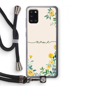 CaseCompany Gele bloemen: Samsung Galaxy A31 Transparant Hoesje met koord