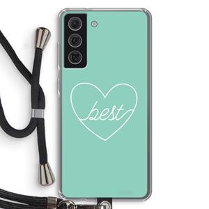 CaseCompany Best heart pastel: Samsung Galaxy S21 FE Transparant Hoesje met koord
