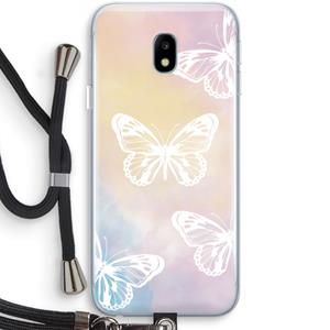 CaseCompany White butterfly: Samsung Galaxy J3 (2017) Transparant Hoesje met koord