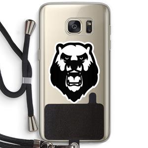 CaseCompany Angry Bear (white): Samsung Galaxy S7 Transparant Hoesje met koord