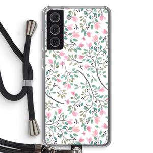 CaseCompany Sierlijke bloemen: Samsung Galaxy S21 FE Transparant Hoesje met koord