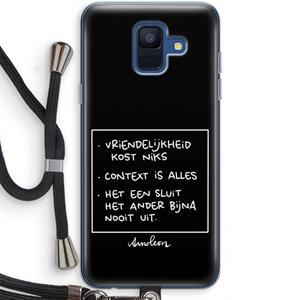 CaseCompany Mijn Motto's: Samsung Galaxy A6 (2018) Transparant Hoesje met koord