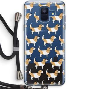 CaseCompany Doggy: Samsung Galaxy A6 (2018) Transparant Hoesje met koord