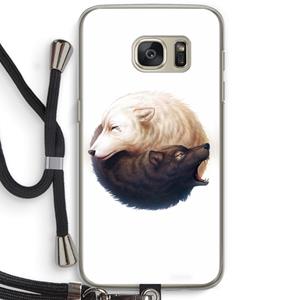 CaseCompany Yin Yang Wolves: Samsung Galaxy S7 Transparant Hoesje met koord