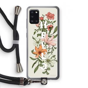 CaseCompany Hello bloemen: Samsung Galaxy A31 Transparant Hoesje met koord