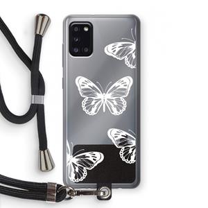 CaseCompany White butterfly: Samsung Galaxy A31 Transparant Hoesje met koord