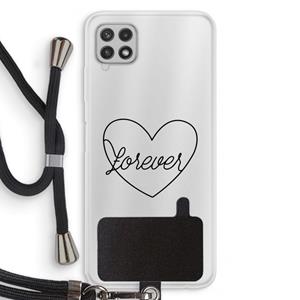 CaseCompany Forever heart black: Samsung Galaxy A22 4G Transparant Hoesje met koord