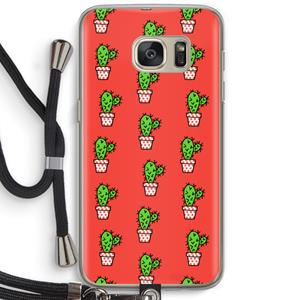 CaseCompany Mini cactus: Samsung Galaxy S7 Transparant Hoesje met koord
