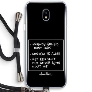 CaseCompany Mijn Motto's: Samsung Galaxy J3 (2017) Transparant Hoesje met koord