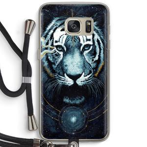 CaseCompany Darkness Tiger: Samsung Galaxy S7 Transparant Hoesje met koord