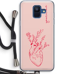 CaseCompany Blooming Heart: Samsung Galaxy A6 (2018) Transparant Hoesje met koord
