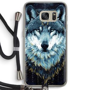 CaseCompany Darkness Wolf: Samsung Galaxy S7 Transparant Hoesje met koord