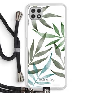 CaseCompany Tropical watercolor leaves: Samsung Galaxy A22 4G Transparant Hoesje met koord