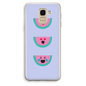 CaseCompany Smiley watermeloen: Samsung Galaxy J6 (2018) Transparant Hoesje