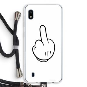 CaseCompany Middle finger white: Samsung Galaxy A10 Transparant Hoesje met koord