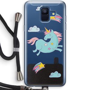 CaseCompany Vliegende eenhoorn: Samsung Galaxy A6 (2018) Transparant Hoesje met koord