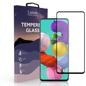Lunso Gehard Beschermglas - Full Cover Tempered Glass - Samsung Galaxy A51 - Black Edge