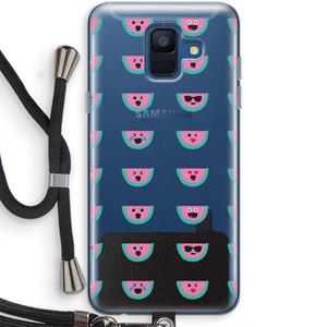 CaseCompany Smiley watermeloenprint: Samsung Galaxy A6 (2018) Transparant Hoesje met koord