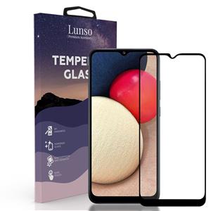 Lunso Gehard Beschermglas - Full Cover Tempered Glass - Samsung Galaxy A02s - Black Edge