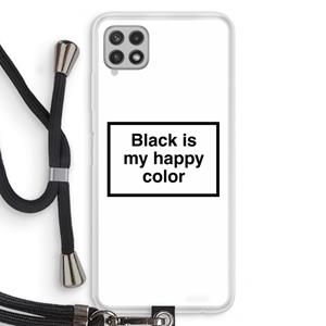 CaseCompany Black is my happy color: Samsung Galaxy A22 4G Transparant Hoesje met koord