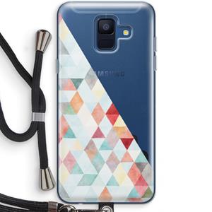 CaseCompany Gekleurde driehoekjes pastel: Samsung Galaxy A6 (2018) Transparant Hoesje met koord