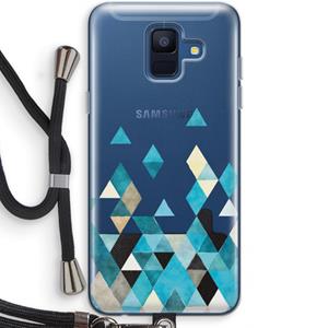 CaseCompany Gekleurde driehoekjes blauw: Samsung Galaxy A6 (2018) Transparant Hoesje met koord