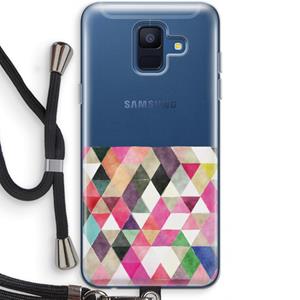 CaseCompany Gekleurde driehoekjes: Samsung Galaxy A6 (2018) Transparant Hoesje met koord
