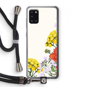 CaseCompany Wilde bloemen: Samsung Galaxy A31 Transparant Hoesje met koord