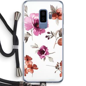 CaseCompany Geschilderde bloemen: Samsung Galaxy S9 Plus Transparant Hoesje met koord