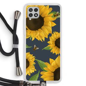 CaseCompany Sunflower and bees: Samsung Galaxy A22 4G Transparant Hoesje met koord
