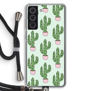 CaseCompany Cactus Lover: Samsung Galaxy S21 FE Transparant Hoesje met koord