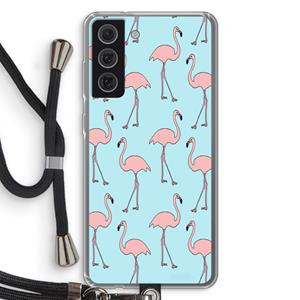 CaseCompany Anything Flamingoes: Samsung Galaxy S21 FE Transparant Hoesje met koord