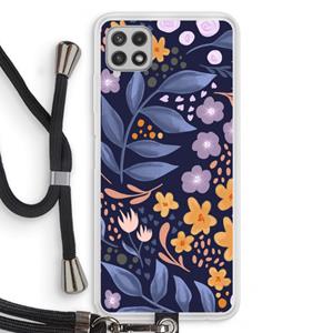 CaseCompany Flowers with blue leaves: Samsung Galaxy A22 4G Transparant Hoesje met koord