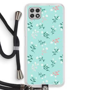 CaseCompany Small white flowers: Samsung Galaxy A22 4G Transparant Hoesje met koord