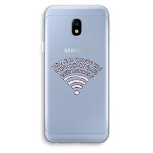 CaseCompany Home Is Where The Wifi Is: Samsung Galaxy J3 (2017) Transparant Hoesje